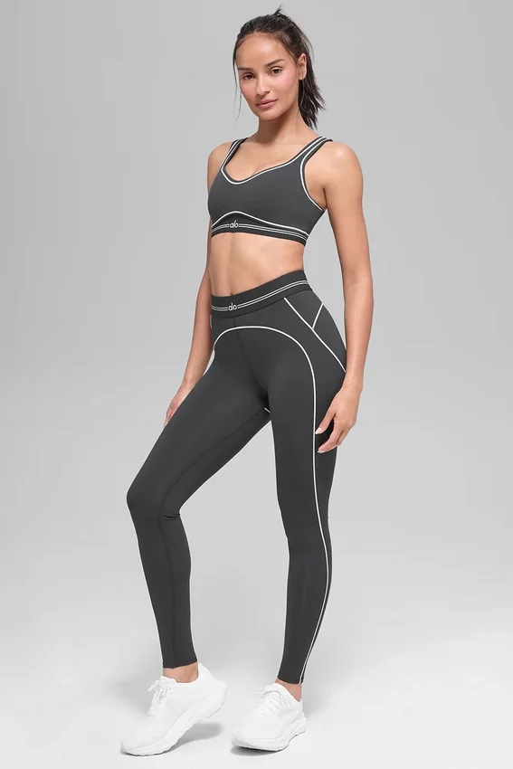 High-Waist Airbrush Legging «Heart Throb» con efecto Airbrush - Antracita/Blanco