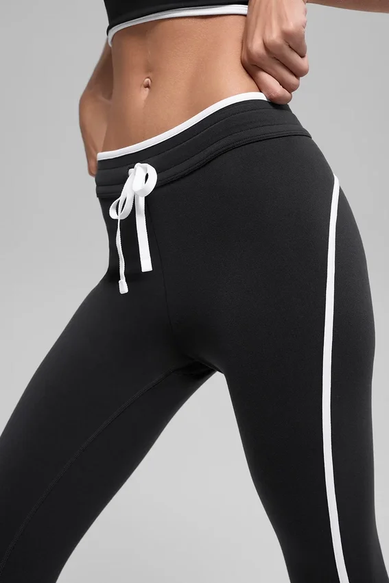 High-Waist Airbrush Race Pace 7/8 Leggings - Negro/Blanco