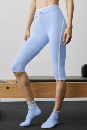 High-Waist Airbrush Race Pace Capri – Azul Provenza claro/Blanco