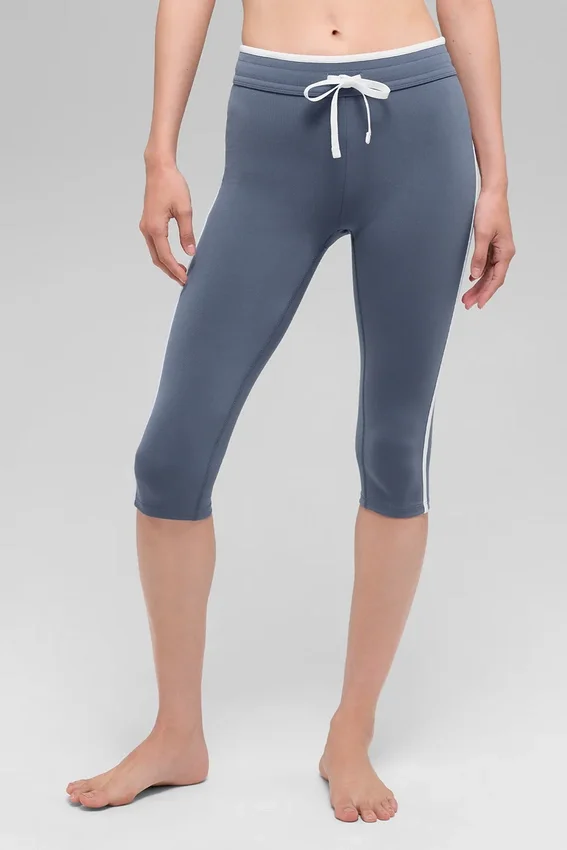 High-Waist Airbrush Race Pace capri - Bluestone/Blanco