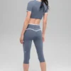 High-Waist Airbrush Race Pace capri - Bluestone/Blanco