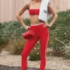 High-Waist Airlift 7/8 Leggings - Rojo brillante/Blanco