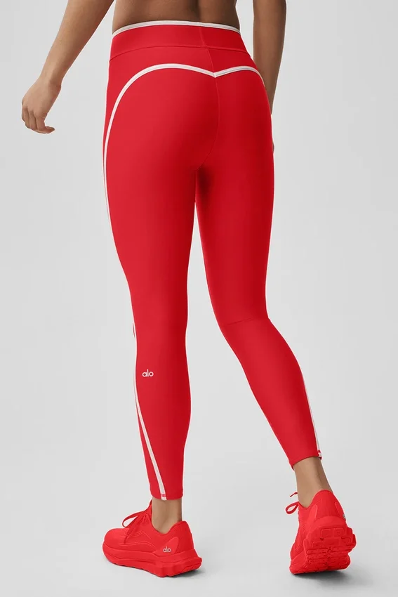 High-Waist Airlift 7/8 Leggings - Rojo brillante/Blanco