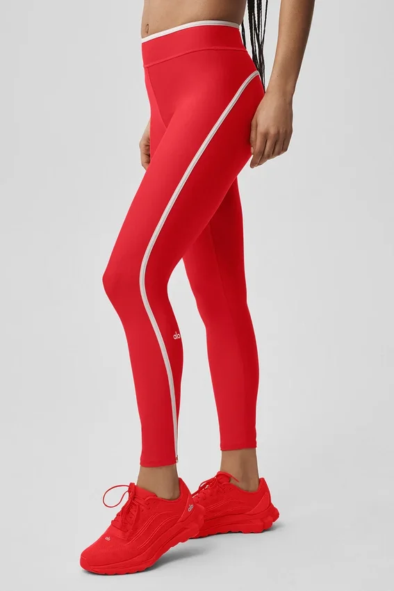 High-Waist Airlift 7/8 Leggings - Rojo brillante/Blanco