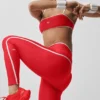 High-Waist Airlift 7/8 Leggings - Rojo brillante/Blanco