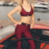 High-Waist Airlift 7/8 «Line Up» Leggings - Rojo «Summer Romance»