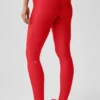 High-Waist Airlift Alignment Legging — Rojo brillante/Blanco