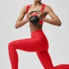 High-Waist Airlift Alignment Legging — Rojo brillante/Blanco