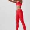 High-Waist Airlift Alignment Legging — Rojo brillante/Blanco