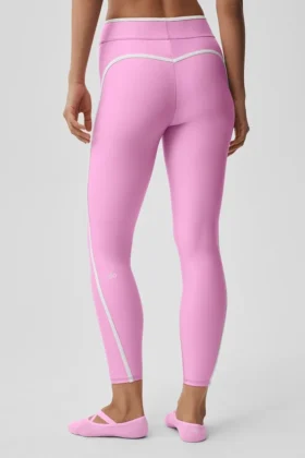 High-Waist Airlift Charger 7/8 Leggings — Rosa «Candy Heart»/Blanco