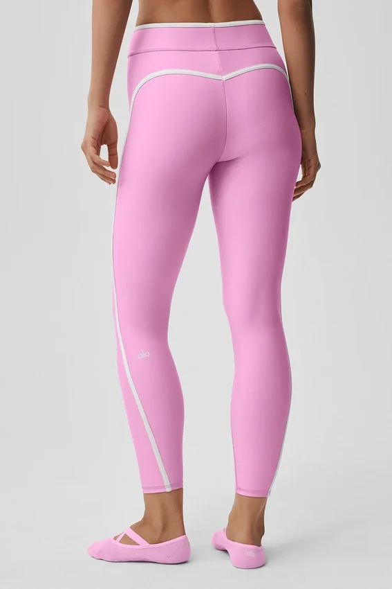 High-Waist Airlift Charger 7/8 Leggings — Rosa «Candy Heart»/Blanco