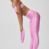 High-Waist Airlift Charger 7/8 Leggings — Rosa «Candy Heart»/Blanco