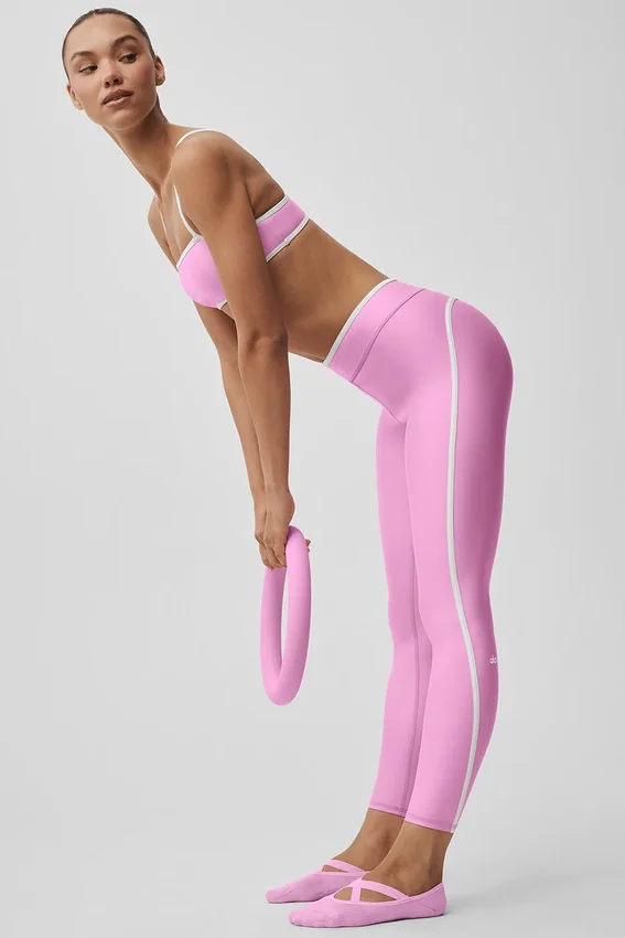 High-Waist Airlift Charger 7/8 Leggings — Rosa «Candy Heart»/Blanco