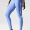 High-Waist Airlift Leggings «Charger» 7/8 - Azul cristalino/Blanco