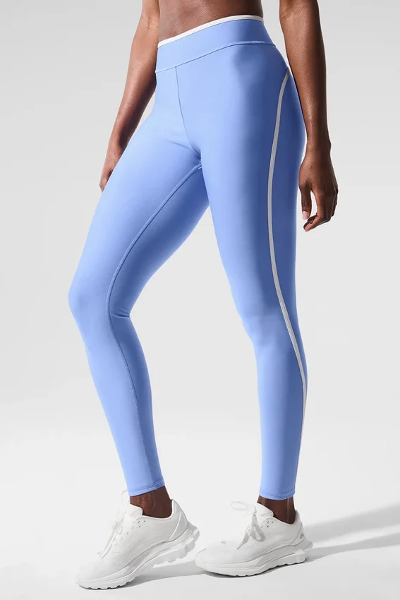 High-Waist Airlift Leggings «Charger» 7/8 - Azul cristalino/Blanco