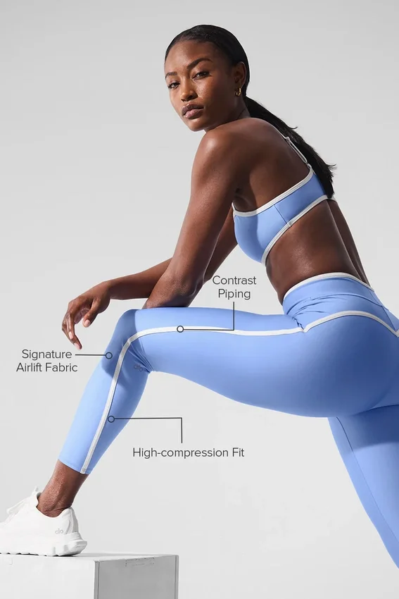 High-Waist Airlift Leggings «Charger» 7/8 - Azul cristalino/Blanco