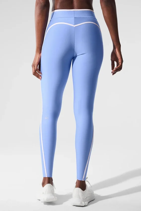 High-Waist Airlift Leggings «Charger» 7/8 - Azul cristalino/Blanco