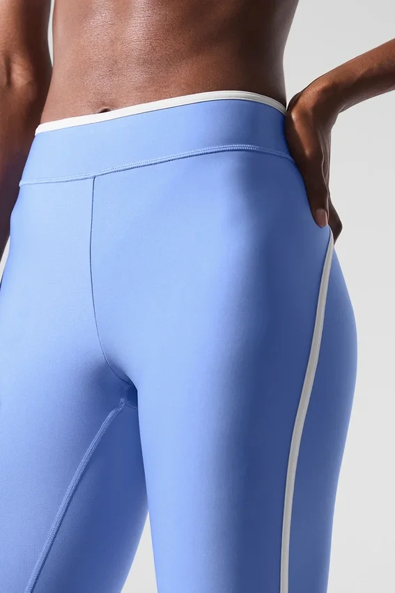 High-Waist Airlift Leggings «Charger» 7/8 - Azul cristalino/Blanco