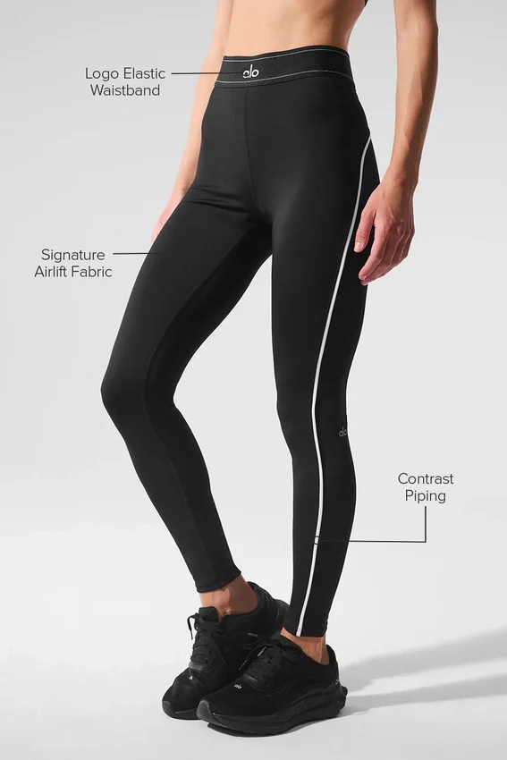 High-Waist Airlift Leggings «Suit Up» - Negro/Blanco