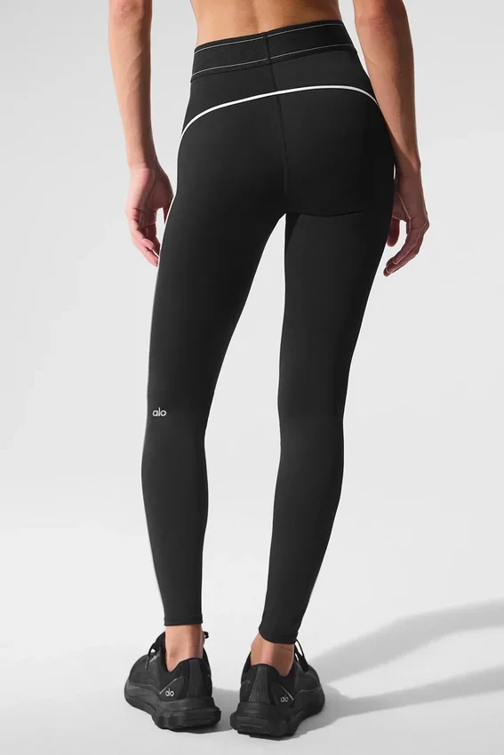 High-Waist Airlift Leggings «Suit Up» - Negro/Blanco
