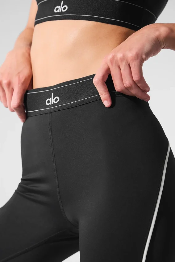 High-Waist Airlift Leggings «Suit Up» - Negro/Blanco