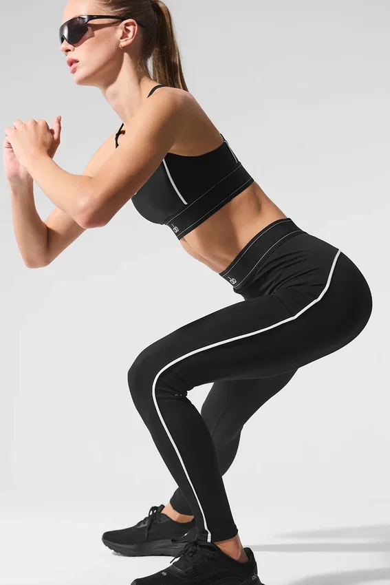 High-Waist Airlift Leggings «Suit Up» - Negro/Blanco