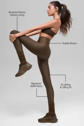 High-Waist Airlift Winter Warm Leggings – Espresso