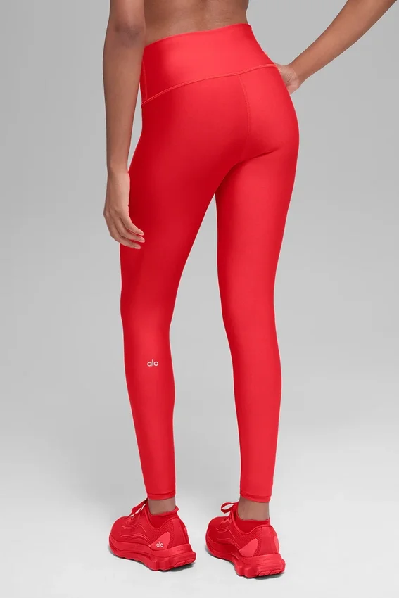 High-Waist Airlift Winter Warm Leggings — Rojo brillante