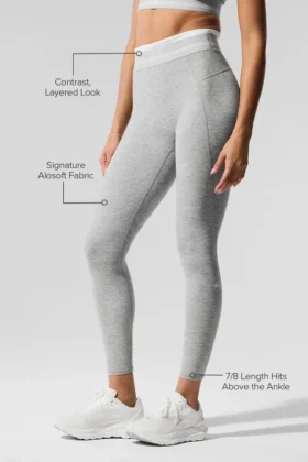 High-Waist Alosoft 7/8 «Better Together» – Gris jaspeado deportivo