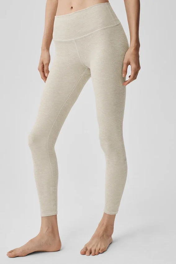 High-Waist Alosoft 7/8 Highlight Leggings - Gris avena jaspeado
