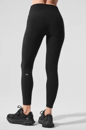 High-Waist Alosoft 7/8 Highlight Leggings — Negro