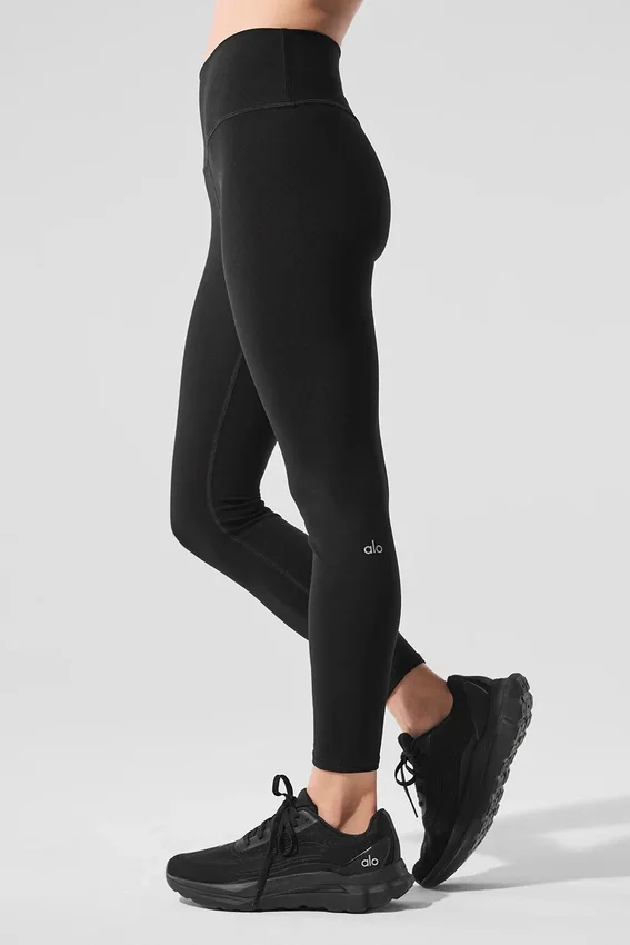 High-Waist Alosoft 7/8 Highlight Leggings — Negro
