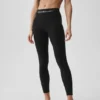 High-Waist Alosoft 7/8 Relay Legging — Negro/Blanco