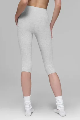 High-Waist Alosoft Capri «Iconic 90’S» – Gris jaspeado deportivo
