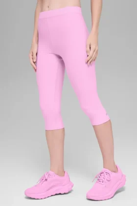 High-Waist Alosoft capri «Iconic 90’S» — Rosa corazón caramelo