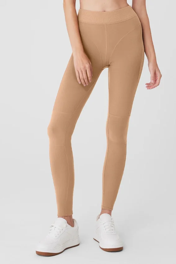 High-Waist Alosoft Head Start Leggings - Toasted Almond