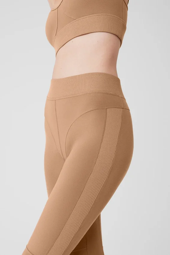High-Waist Alosoft Head Start Leggings - Toasted Almond
