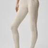 High-Waist Alosoft Heart Throb Leggings 7/8 - Avena jaspeada/Blanco