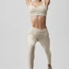 High-Waist Alosoft Heart Throb Leggings 7/8 - Avena jaspeada/Blanco