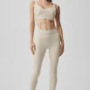 High-Waist Alosoft Heart Throb Leggings 7/8 - Avena jaspeada/Blanco