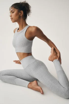High-Waist Alosoft Lounge Leggings - Gris jaspeado deportivo