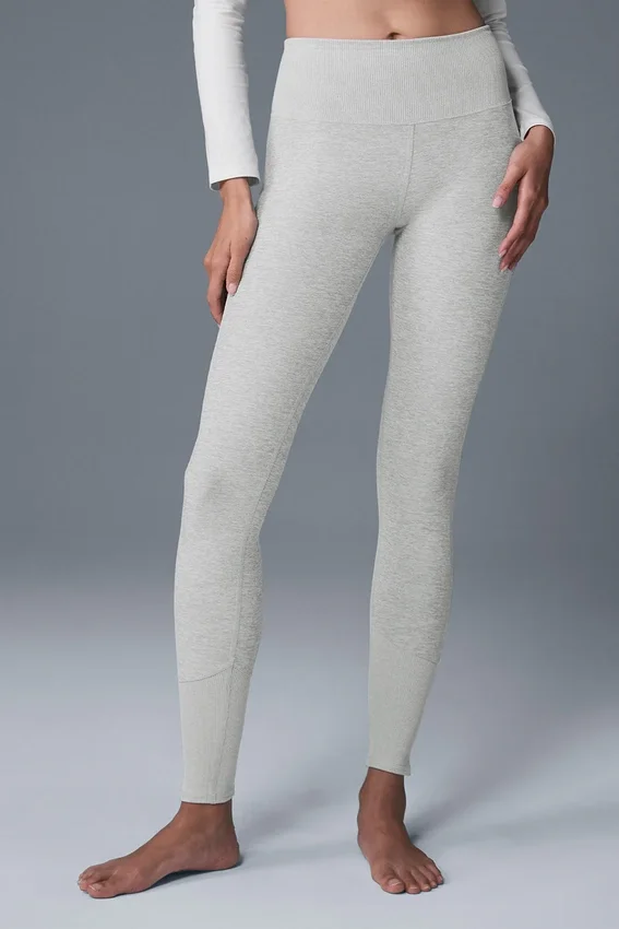 High-Waist Alosoft Lounge Leggings - Gris jaspeado deportivo