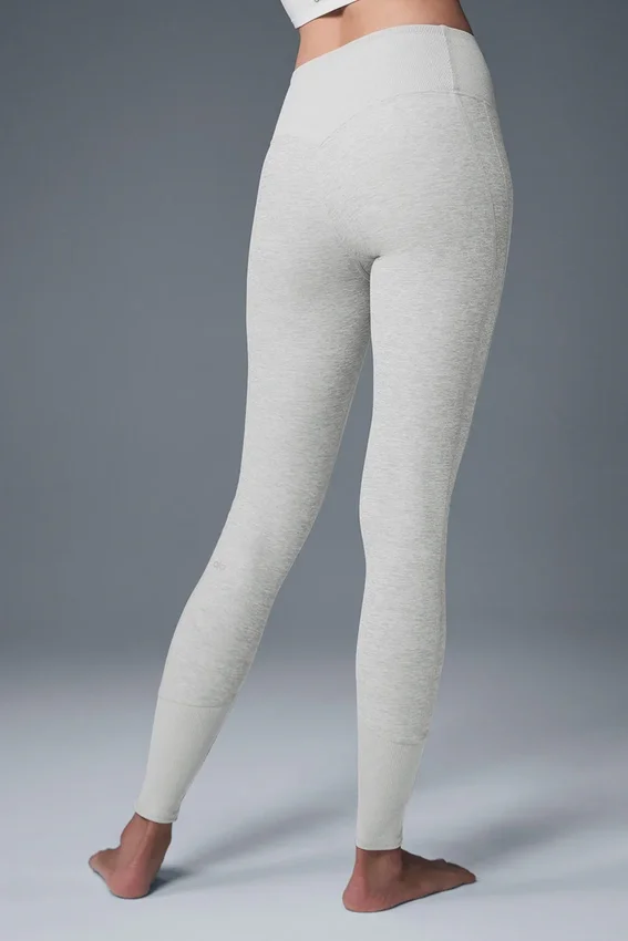 High-Waist Alosoft Lounge Leggings - Gris jaspeado deportivo