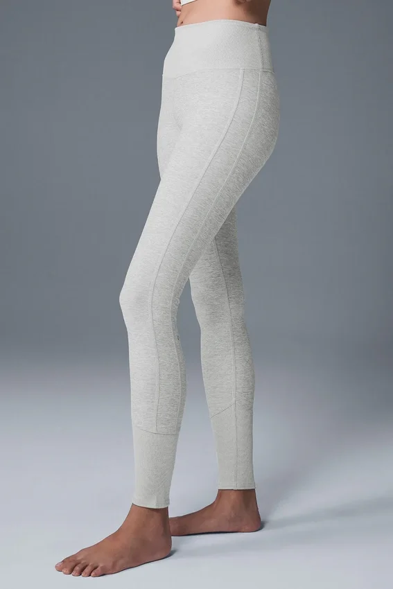 High-Waist Alosoft Lounge Leggings - Gris jaspeado deportivo