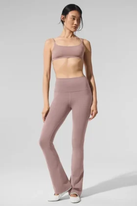 High-Waist Bootcut Leggings Airbrush - Gris topo