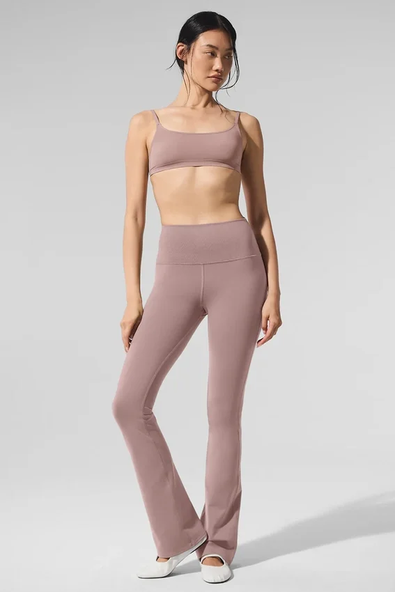 High-Waist Bootcut Leggings Airbrush - Gris topo