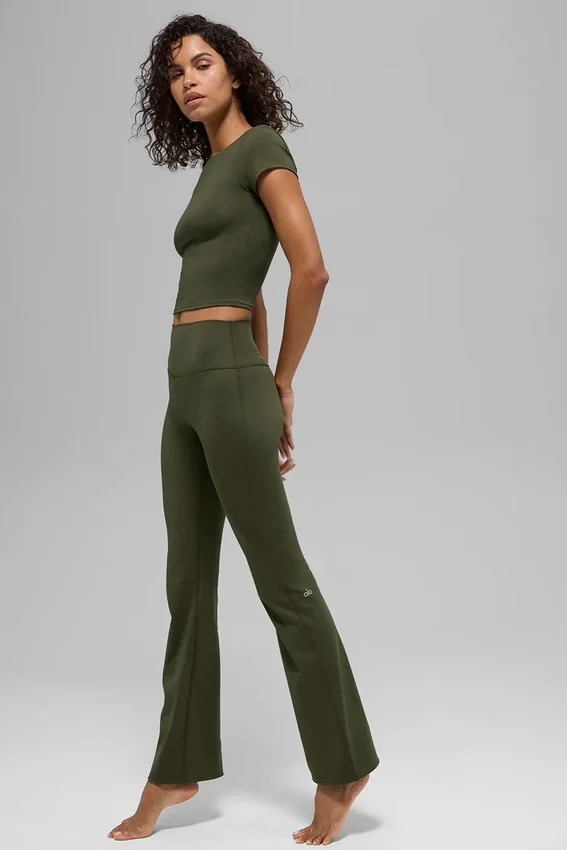 High-Waist Bootcut Leggings Alo Softsculpt – Verde oliva