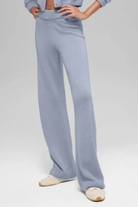 High-Waist Cashmere Wool New Class Wide Leg Pant - Winter Frost