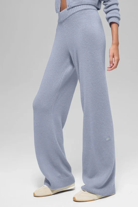 High-Waist Cashmere Wool New Class Wide Leg Pant - Winter Frost