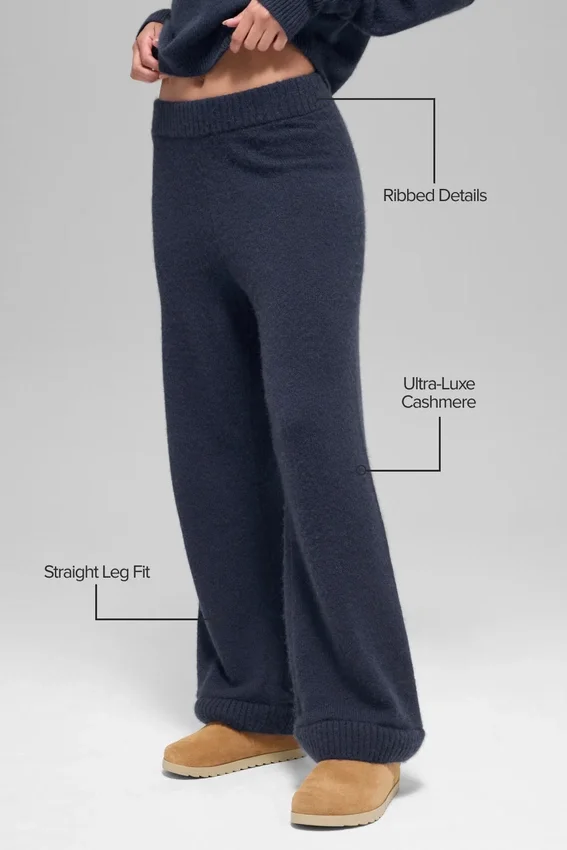 High-Waist Cashmere Wool Pantalón con corte ancho «New Class» - Azul marino